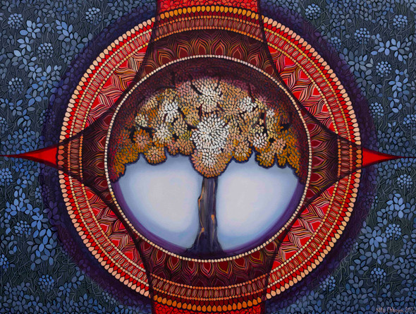 BHUMIJA (ART_3702_65815) - Handpainted Art Painting - 48in X 36in