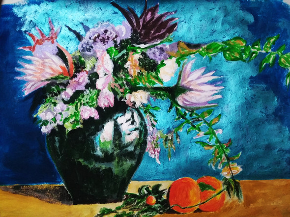 Flower (ART_8249_65791) - Handpainted Art Painting - 15in X 11in