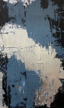 Missmessyartist MOONLANDING - 02 Space Silver (ART_1538_62045) - Handpainted Art Painting - 24in X 48in