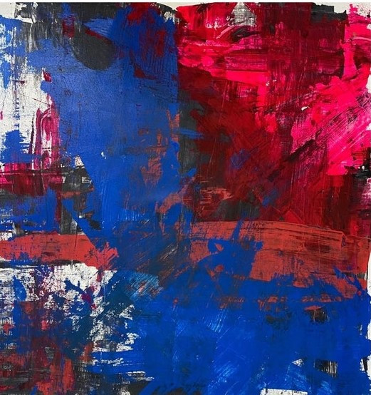Missmessyartist ABSTRACT PAINTING - Pink Blue Pop Art Attractive (ART_1538_61136) - Handpainted Art Painting - 34in X 34in