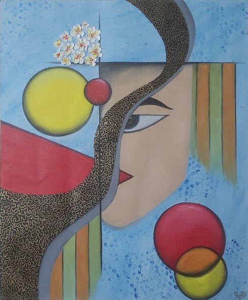 Chehre2 (ART_7383_66127) - Handpainted Art Painting - 20in X 24in