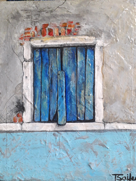 Closed Window (ART_7872_60476) - Handpainted Art Painting - 10in X 12in