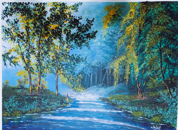 Beautiful landscape a beautiful morning-4 (ART_7272_57775) - Handpainted Art Painting - 24in X 18in