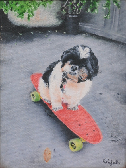 The skateboard puppy (PRT_8503_66295) - Canvas Art Print - 8in X 6in