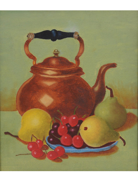 Tea and Pears (PRT_8503_66289) - Canvas Art Print - 12in X 10in