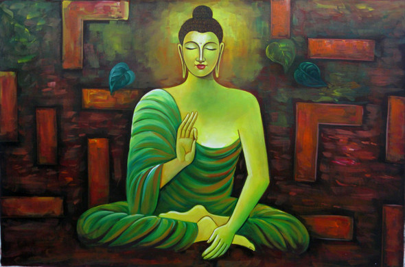 Mahanirvana 11 - 36in X 24in,RAJVEN14_3624,Acrylic Colors,Peace,Buddha,Shanti,Meditation,Buddhism - Buy Paintings online in India