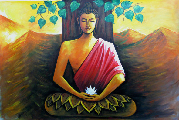 Mahanirvana 12 - 36in X 24in,RAJVEN15_3624,Acrylic Colors,Peace,Buddha,Shanti,Meditation,Buddhism - Buy Paintings online in India