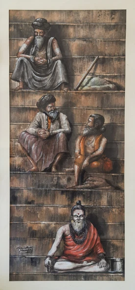 Saints (ART_3512_60767) - Handpainted Art Painting - 9in X 21in