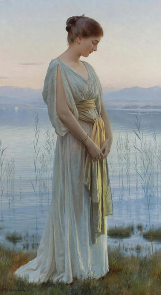 Evening By The Lake By Max Nonnenbruch  (PRT_15215) - Canvas Art Print - 16in X 29in