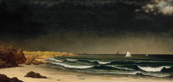 Approaching Storm Beach Near Newport, 1861:62 By Martin Johnson Heade (PRT_15224) - Canvas Art Print - 33in X 16in