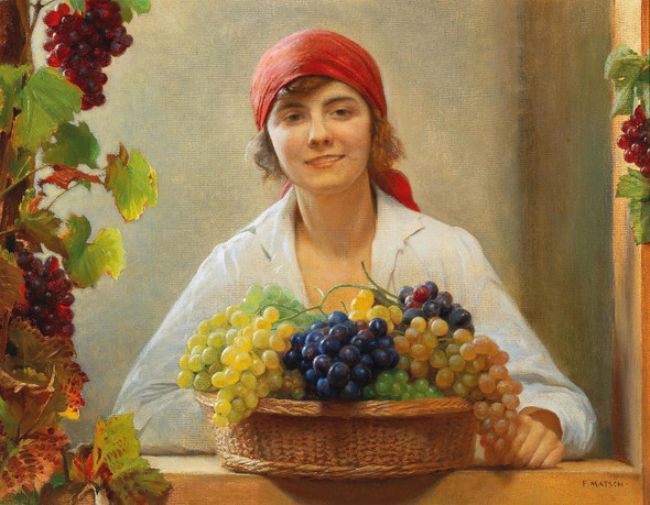 Grape Harvest By Franz Von Matsch (PRT_15233) - Canvas Art Print - 29in X 23in