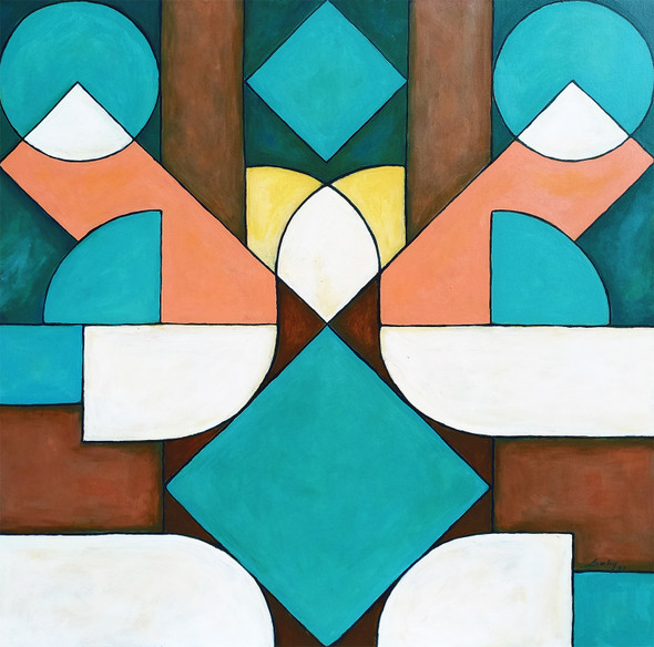 Geometric Abstract Series -6 (ART_464_66822) - Handpainted Art Painting - 30in X 30in
