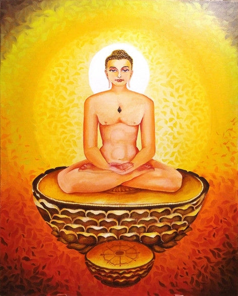 Bhagwan Mahaveer (ART_8316_66786) - Handpainted Art Painting - 20in X 30in