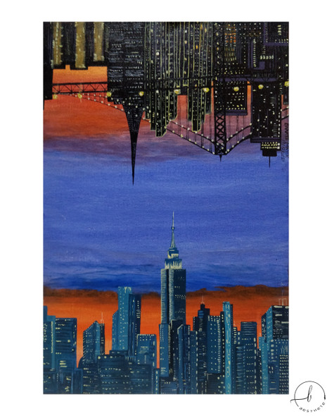 Cityscape (ART_8557_66766) - Handpainted Art Painting - 12in X 16in