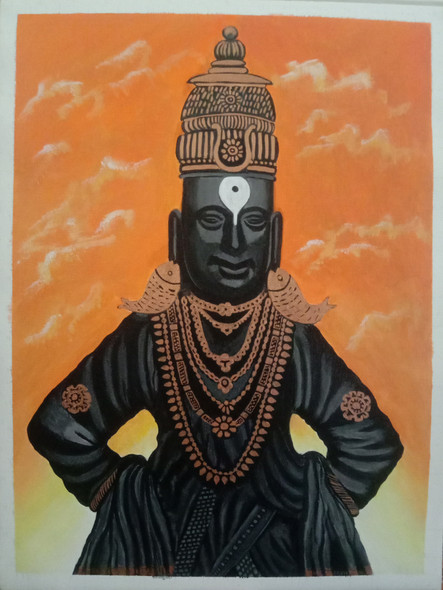 God vitthal  (ART_8397_65669) - Handpainted Art Painting - 12in X 16in