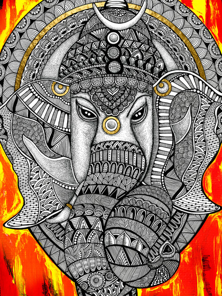 Lord Ganesha  (PRT_7941_66660) - Canvas Art Print - 18in X 24in