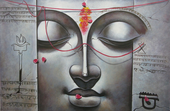 Lord Krishna 02 - 36in X 24in,RAJVEN17_3624,Acrylic Colors,Krishna,Bal Gopala,Shyam ,Murlidhar - Buy Paintings online in India