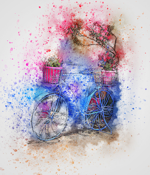 Bicycle Flowers 14 (PRT_7809_66980) - Canvas Art Print - 16in X 18in