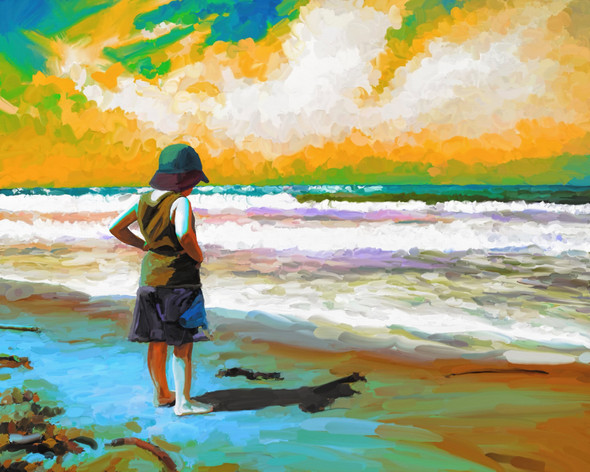 Beach ocean waves  (PRT_7809_66959) - Canvas Art Print - 30in X 24in
