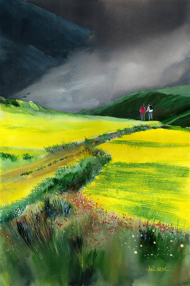 Trekking 2 (ART_924_67181) - Handpainted Art Painting - 13in X 19in