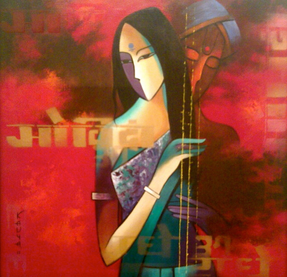 Meera series-Kishna (ART_3539_67135) - Handpainted Art Painting - 24in X 24in