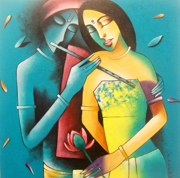 Meera series -krishna (ART_3539_66084) - Handpainted Art Painting - 24in X 24in