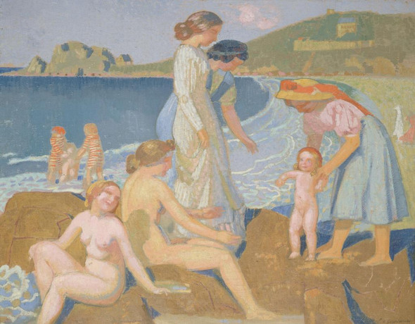 Baigneuses √† Perros-Guirec (1909-1912) (PRT_15268) - Canvas Art Print - 25in X 20in