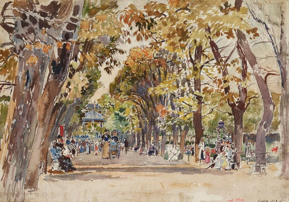 Jardin Public √† Paris, En 1899 (1899) (PRT_15333) - Canvas Art Print - 17in X 12in