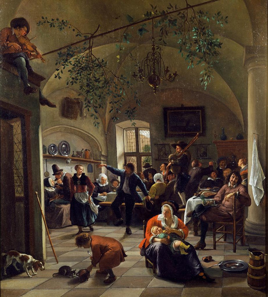 Merrymaking In A Tavern (probably 1674) (PRT_15383) - Canvas Art Print - 22in X 25in