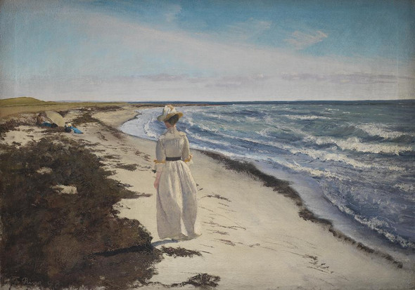 Lady At Karreb√¶ksminde Beach, Zealand (1898) (PRT_15354) - Canvas Art Print - 21in X 15in