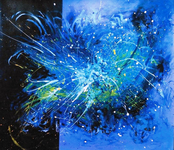 Blue heven (ART_1230_27582) - Handpainted Art Painting - 32in X 26in