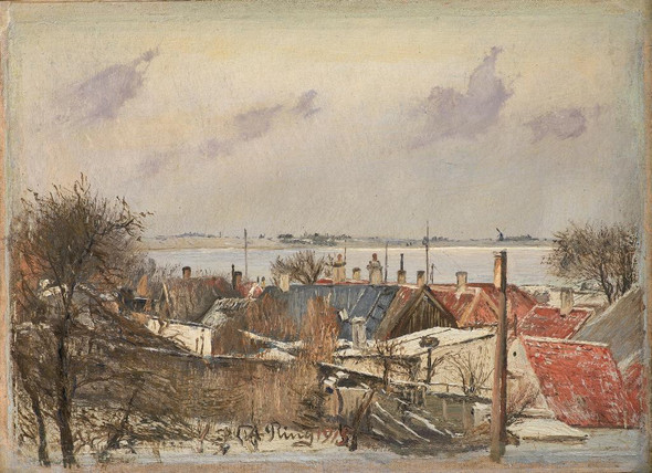 View From Roskilde Towards The Fiord (1915) (PRT_15503) - Canvas Art Print - 32in X 23in