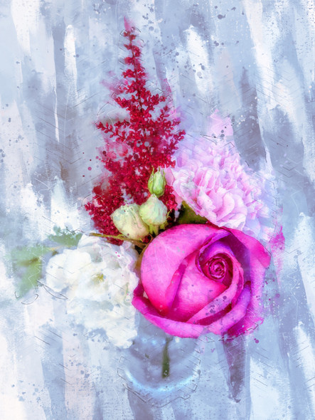 Bouquet Rose  (PRT_7809_67532) - Canvas Art Print - 20in X 26in