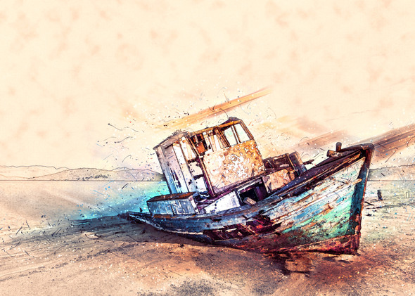 Boat Sea  (PRT_7809_67508) - Canvas Art Print - 20in X 14in