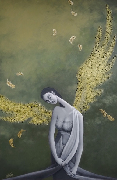 Dream Wings (ART_8444_67576) - Handpainted Art Painting - 24in X 36in