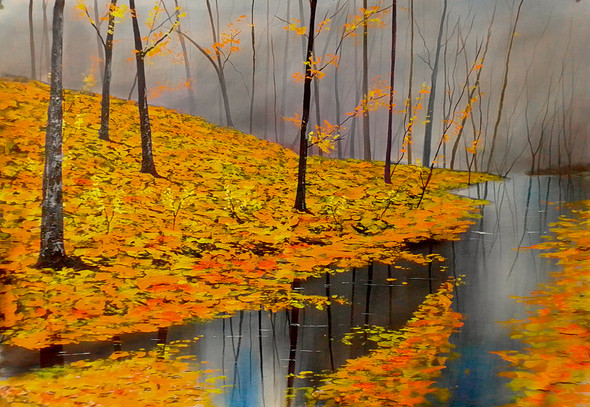 Yellow forest (ART_5868_67550) - Handpainted Art Painting - 50in X 35in