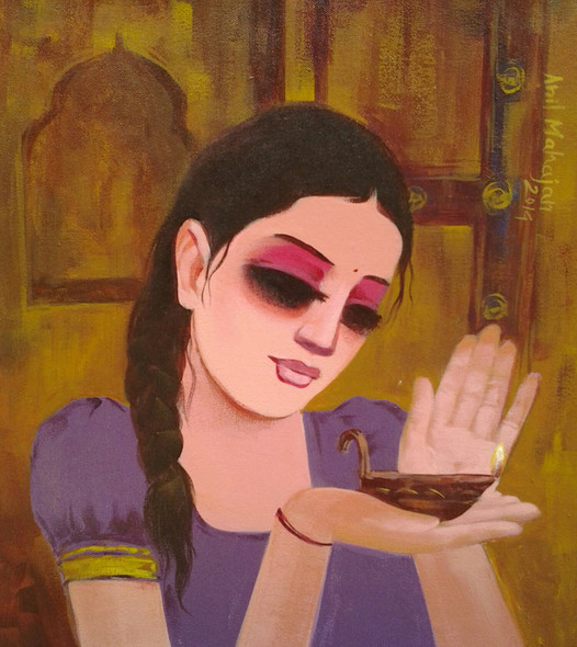 Shraddha 04 (ART_1210_67540) - Handpainted Art Painting - 14in X 14in