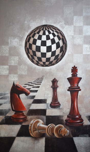 Chess_50 (ART_8636_67485) - Handpainted Art Painting - 60in X 37in