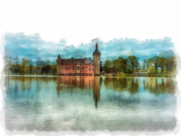 Castle_Van_Horst (PRT_7809_67703) - Canvas Art Print - 22in X 16in