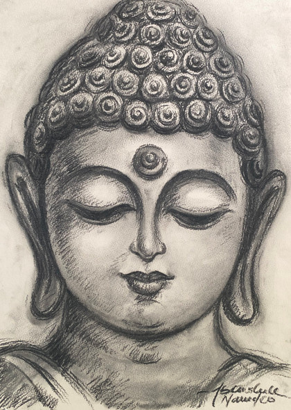 Buddha (ART_3512_67645) - Handpainted Art Painting - 12in X 16in