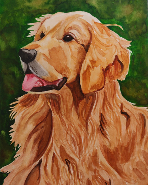 Dog- best friend  (ART_8629_67977) - Handpainted Art Painting - 12in X 17in