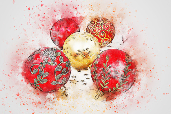 Christmas Balls  (PRT_7809_67933) - Canvas Art Print - 24in X 16in