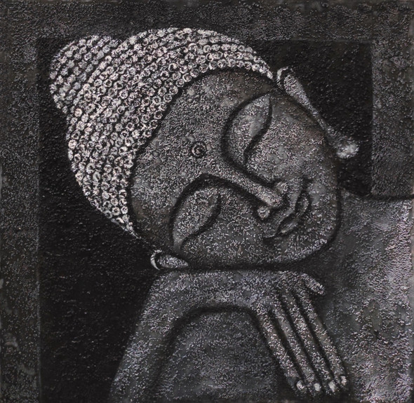 Lord Buddha - Monochrome Texture Art (PRT_7990_68010) - Canvas Art Print - 24in X 24in