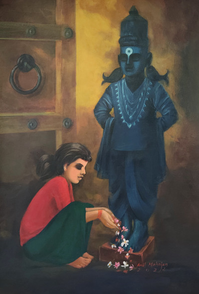 Vitthal Darshan 04 (ART_1210_68007) - Handpainted Art Painting - 25in X 37in