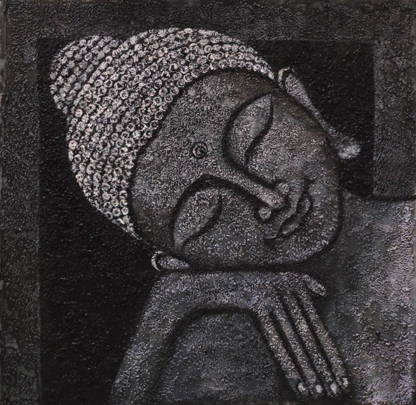 Lord Buddha - Mixed Media Texture Art (ART_5557_68005) - Handpainted Art Painting - 24in X 24in