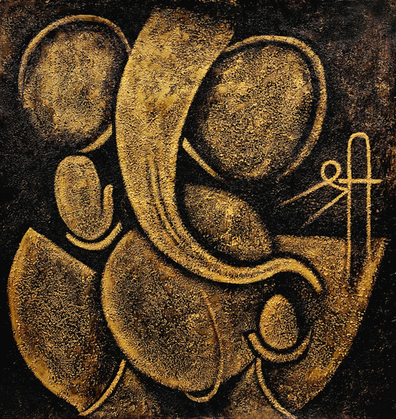 Lord Ganesha Texture Art (PRT_7990_68226) - Canvas Art Print - 26in X 26in