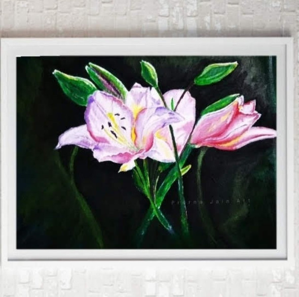 Flowers (ART_8249_68138) - Handpainted Art Painting - 15in X 11in