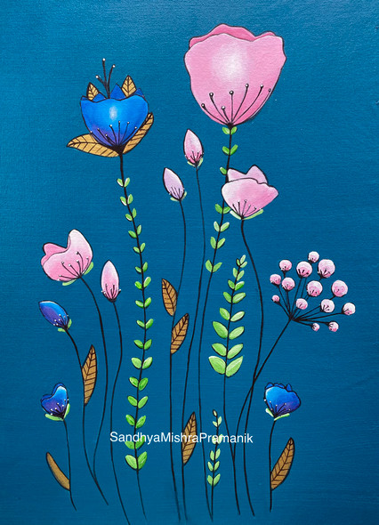 Flowers (ART_8370_68273) - Handpainted Art Painting - 16in X 23in