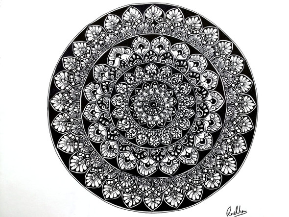 Rangoli mandala art (ART_8539_68266) - Handpainted Art Painting - 18in X 18in