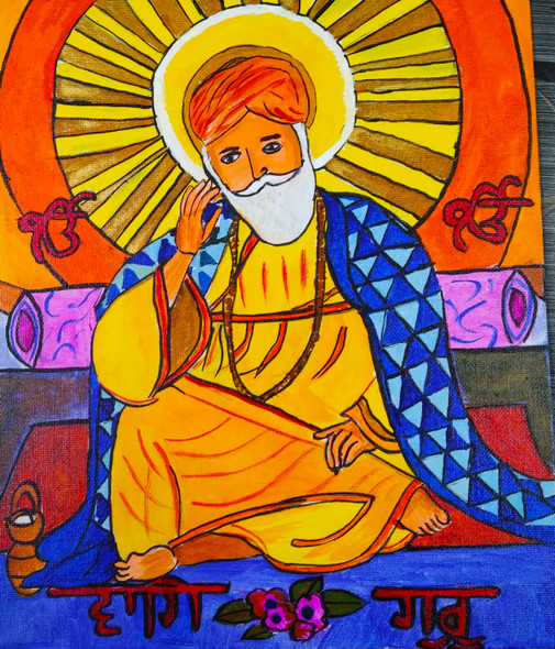 Wahe Guru (ART_8661_68390) - Handpainted Art Painting - 18in X 18in